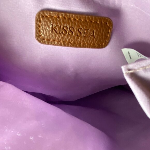 KISS SEA Lavender Woven Crochet Handbag Bamboo Handle NWT - Picture 8 of 9